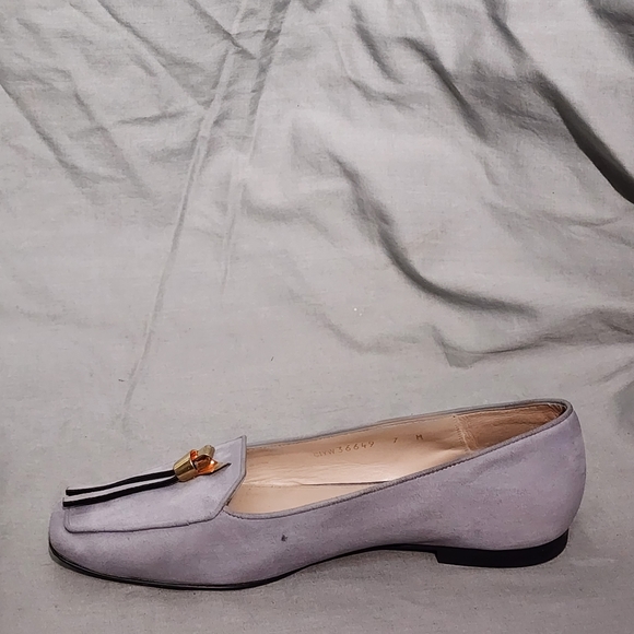 STUART WEITZMAN Slipknot Suede Leather Loafer Dovetail Suede Blue, size 7M - Picture 2 of 7